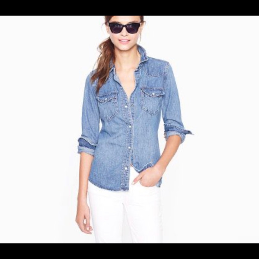 J Crew Classic Denim Button-Up